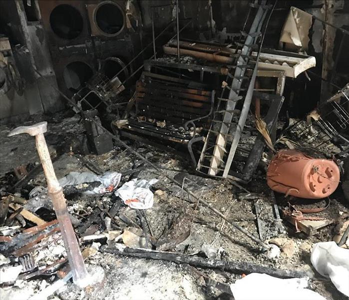 The aftermath of a fire in a Santa Barbara laundromat