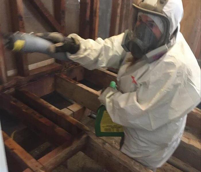 worker in full PPE using a ULV fogger
