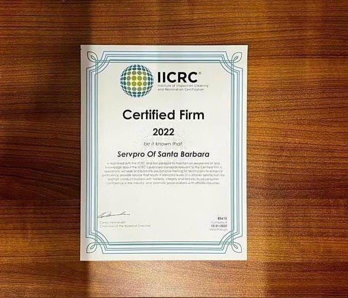 IICRC Certified diploma