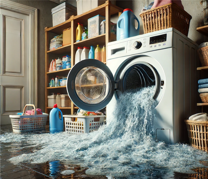 washing machine overflowing with grey water 